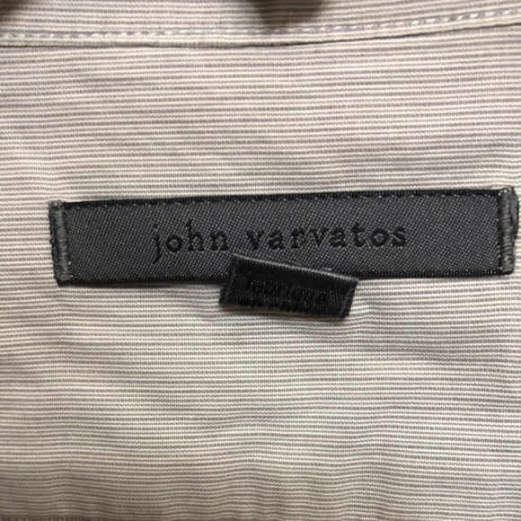 John Varvatos Mens Large fine blue pinstripe button front dress shirt - Picture 2 of 6